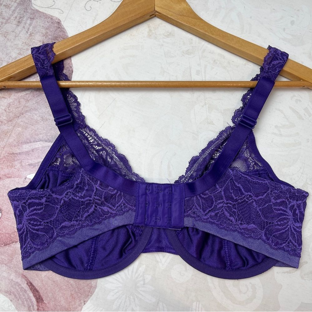 Bali Women's Lace Desire 6543 Purple Lace Bra Size 36DD - Picture 3 of 9